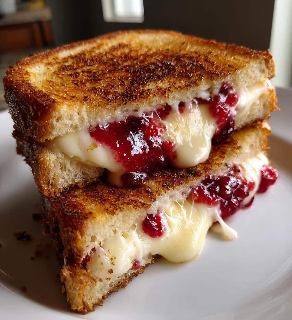 Easy Cranberry Brie and Mozzarella Grilled Sandwich