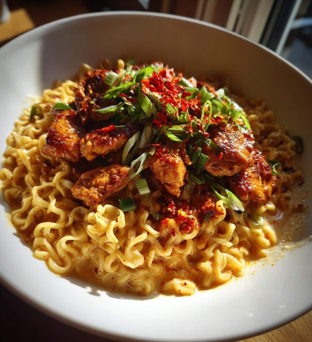 25-Minute Fiery Chicken Ramen with Creamy Garlic Sauce You'll Crave 4 Fiery Chicken Ramen with Creamy Garlic Sauce - detail 1