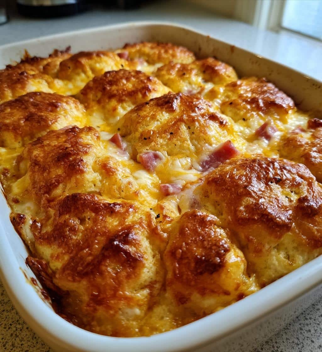 3 Secrets to Heavenly Ham & Cheese Butter Swim Biscuits 4 Ham & Cheese Butter Swim Biscuits casserole - detail 1
