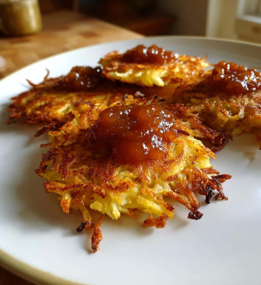 Healthy Breakfast Potato Pancakes with Apple Butter