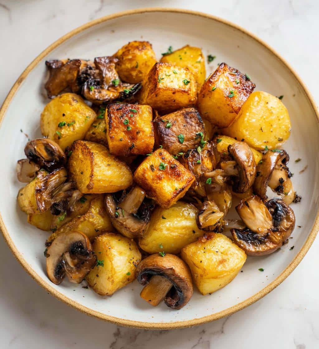 Healthy Breakfast Roasted Potatoes with Mushrooms