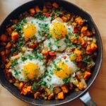 Healthy Breakfast Sweet Potato Hash with Eggs