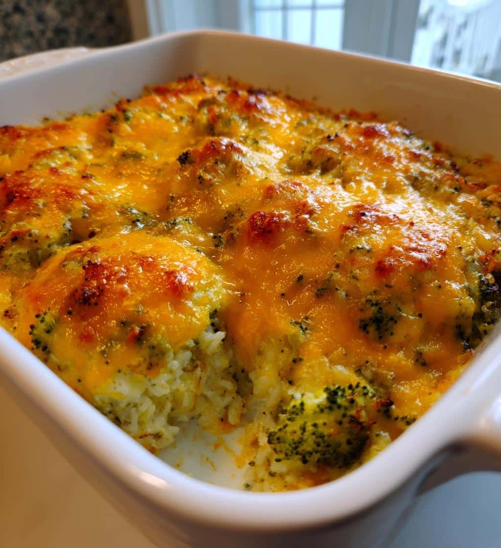Healthy Broccoli Cheese Wild Rice Casserole