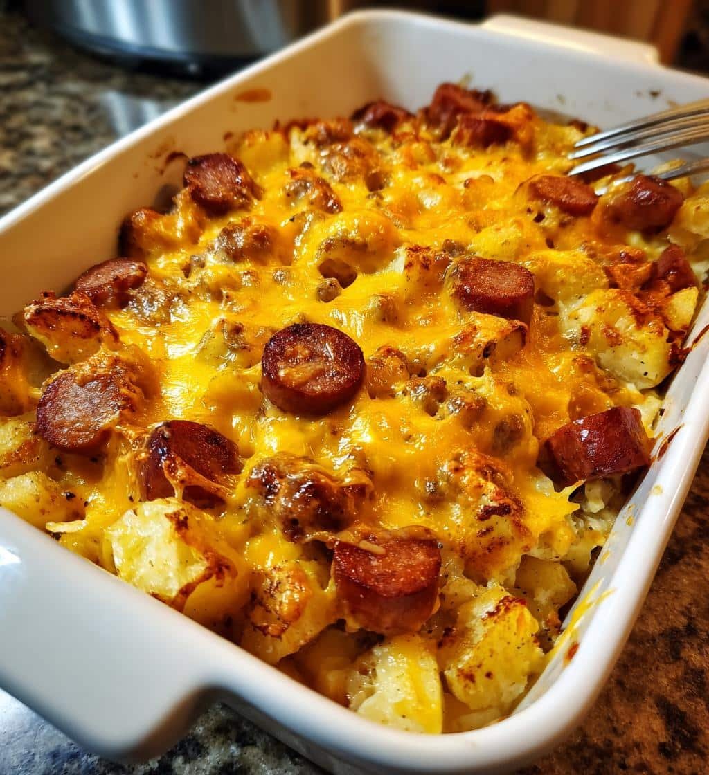 Healthy CHEESY POTATOES AND SAUSAGE