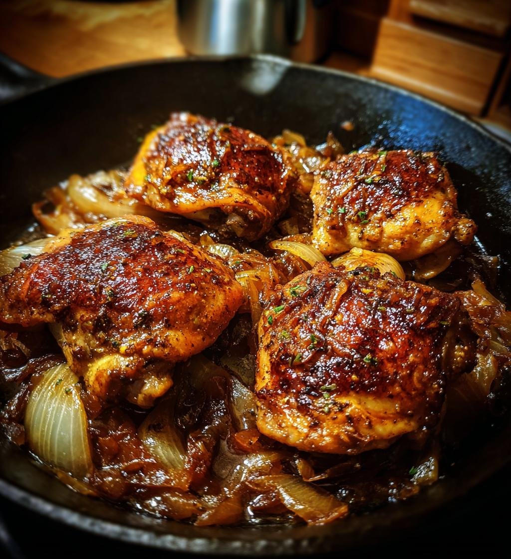 Healthy Caramelized Onion Chicken Thighs (Skillet)