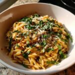 Healthy Caramelized Onion Orzo with Fresh Herbs