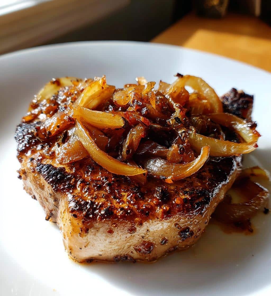 Healthy Caramelized Onion Pork Chops (Pan-Seared)