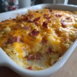 Healthy Cheesy Ham and Potato Casserole in the Crockpot