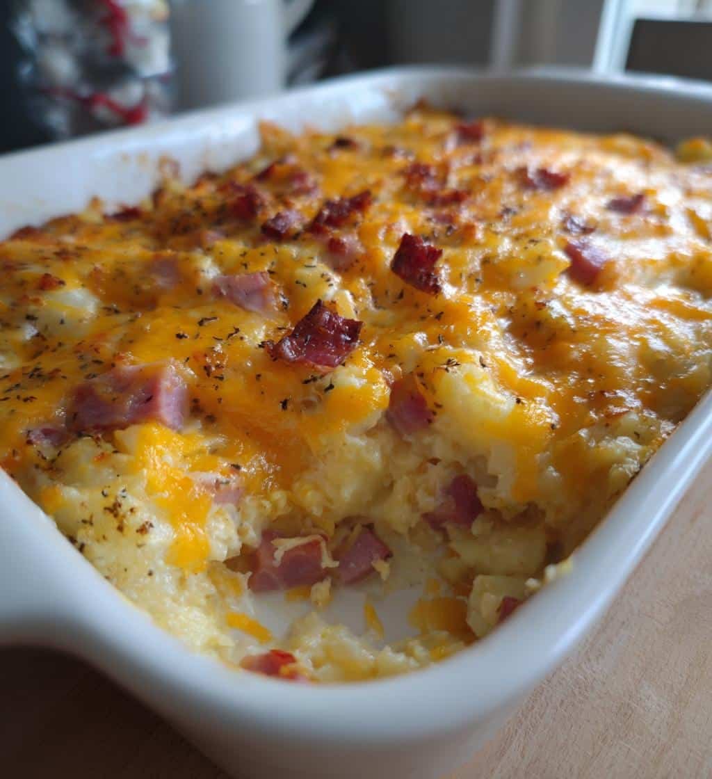Healthy Cheesy Ham and Potato Casserole in the Crockpot