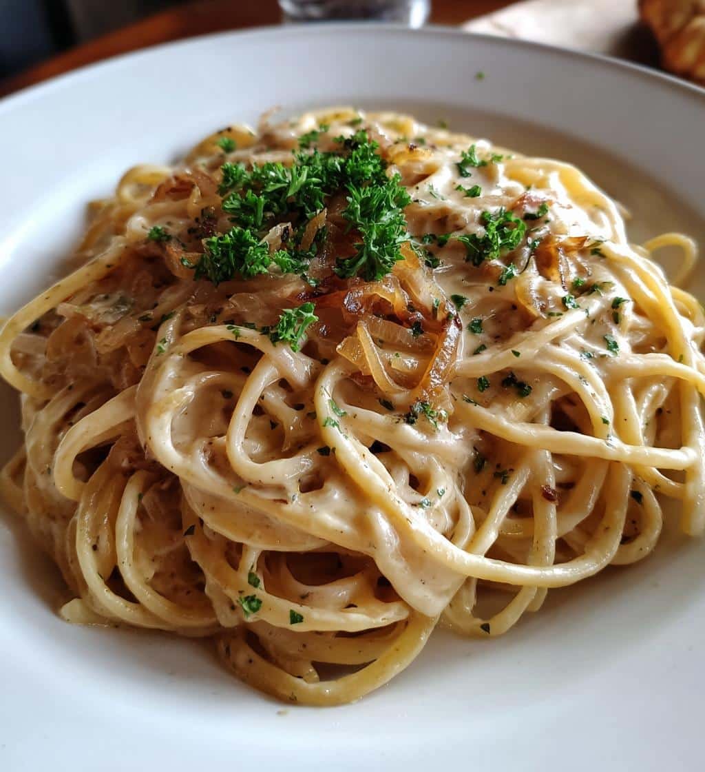 Healthy Creamy Caramelized Onion Alfredo Pasta - detail 1