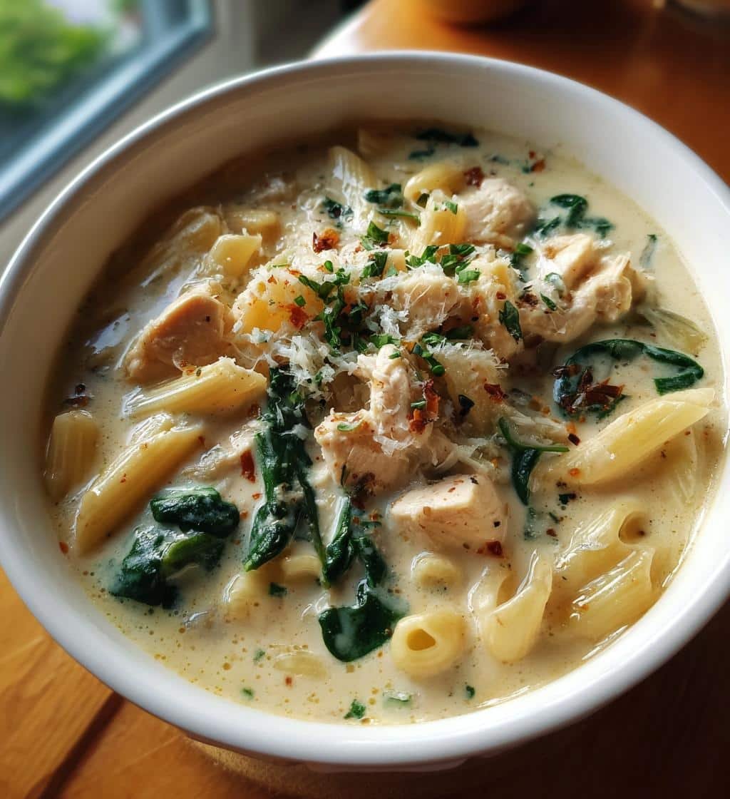 Healthy Creamy Chicken Alfredo Soup