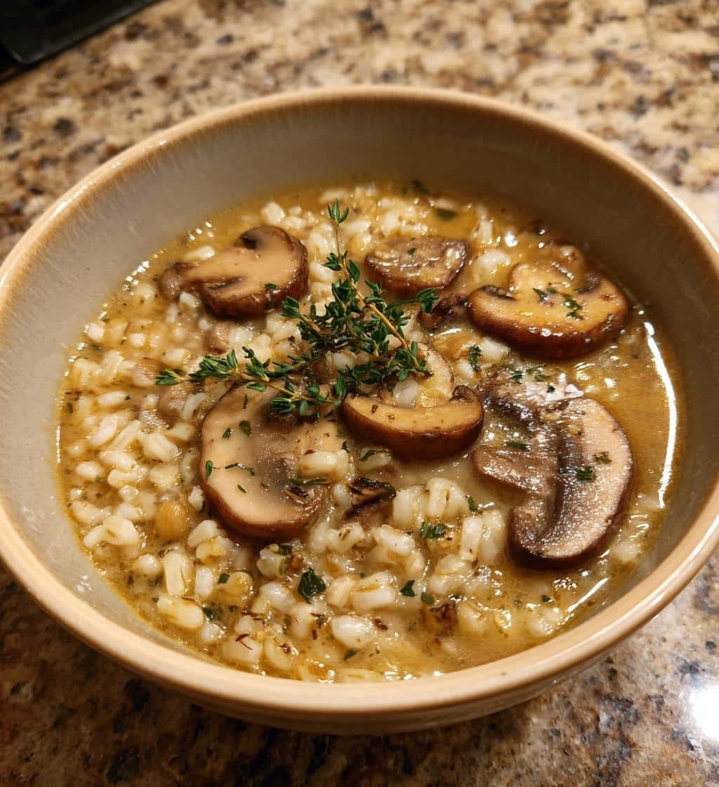 Healthy Creamy Mushroom Barley Soup - detail 1