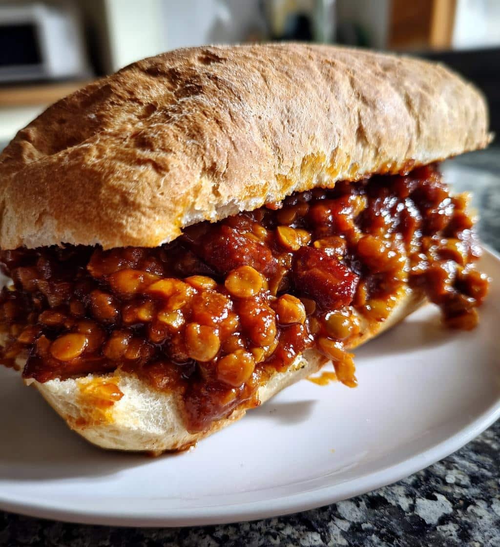 Healthy Crockpot BBQ Lentils & Bean Sandwich Filling