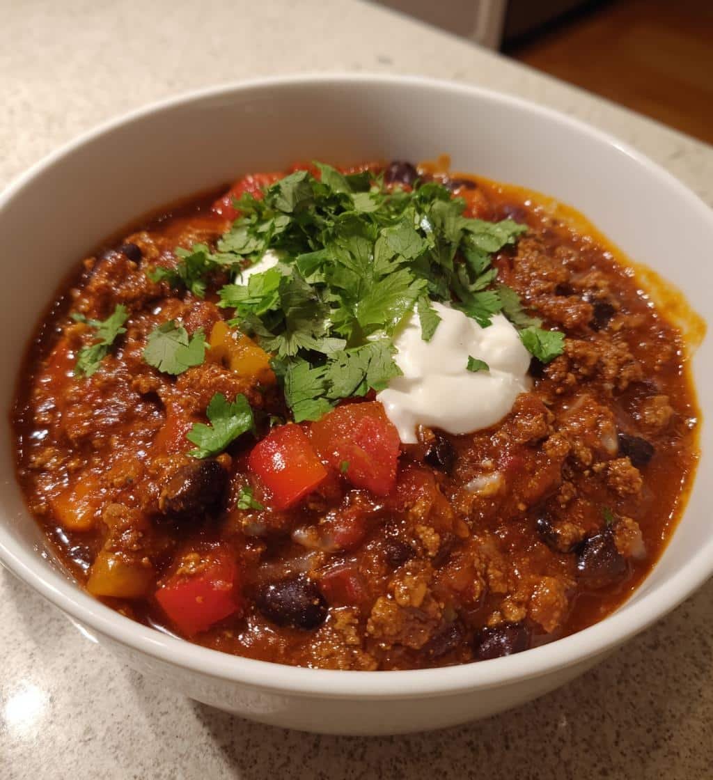 Healthy Crockpot Buffalo Turkey Chili - detail 1