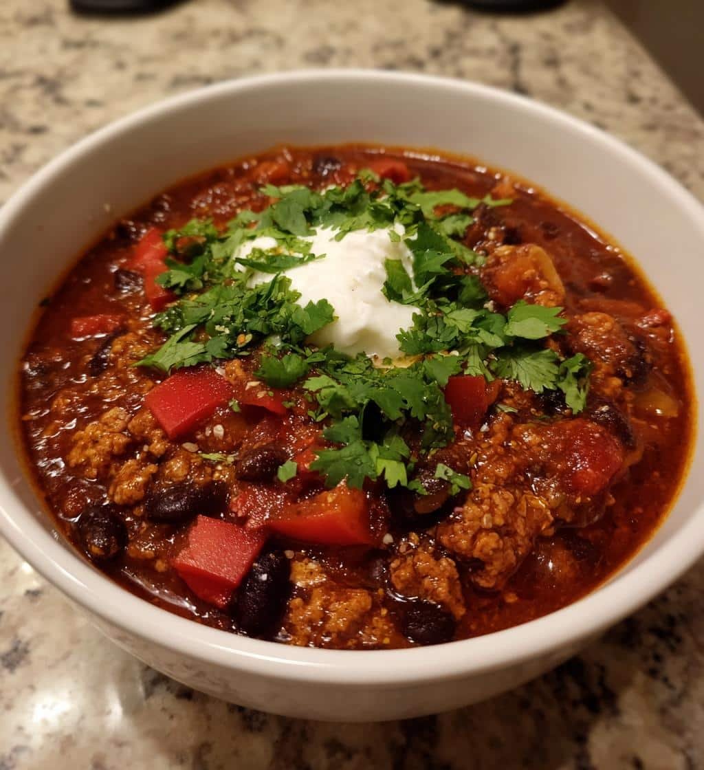 Healthy Crockpot Buffalo Turkey Chili