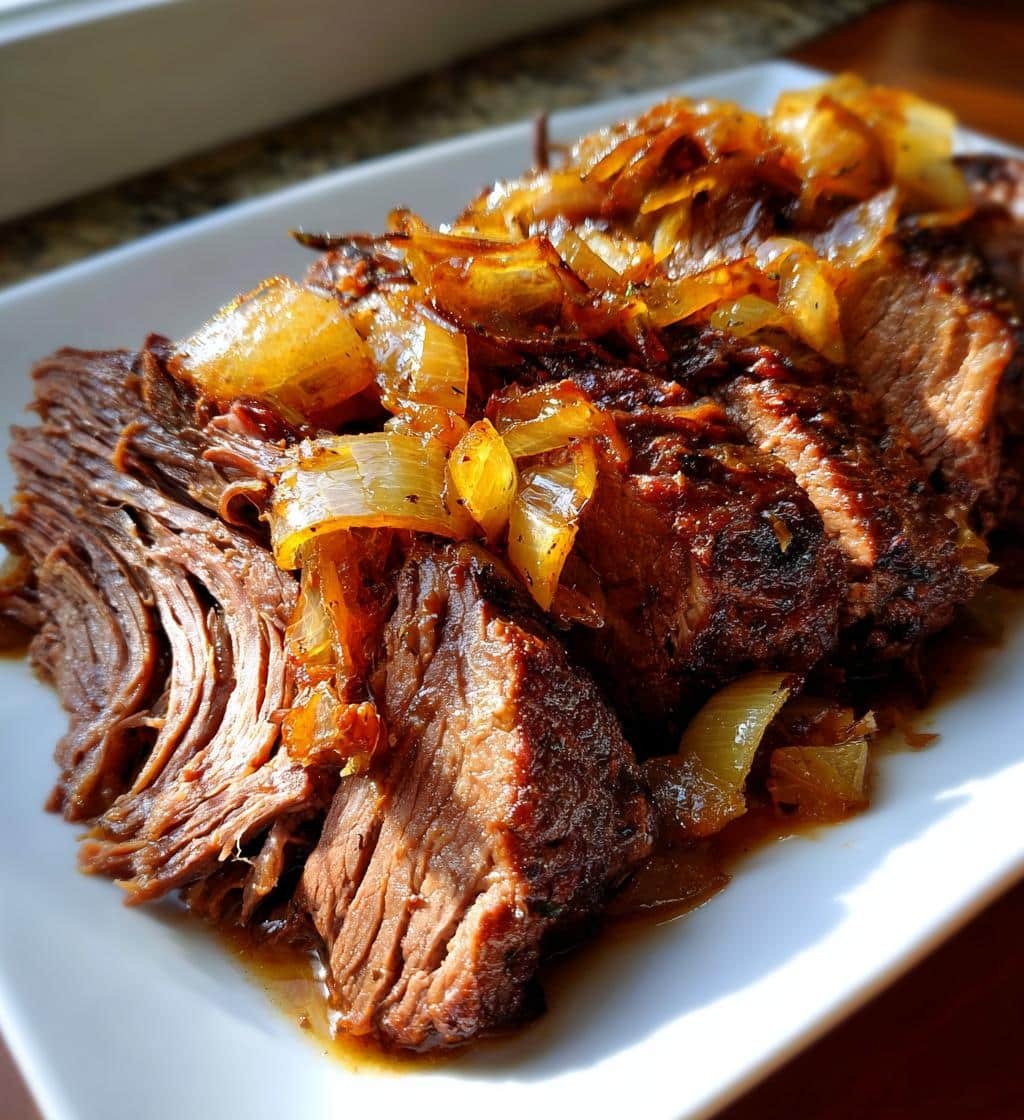 Healthy Crockpot Caramelized Onion Pot Roast
