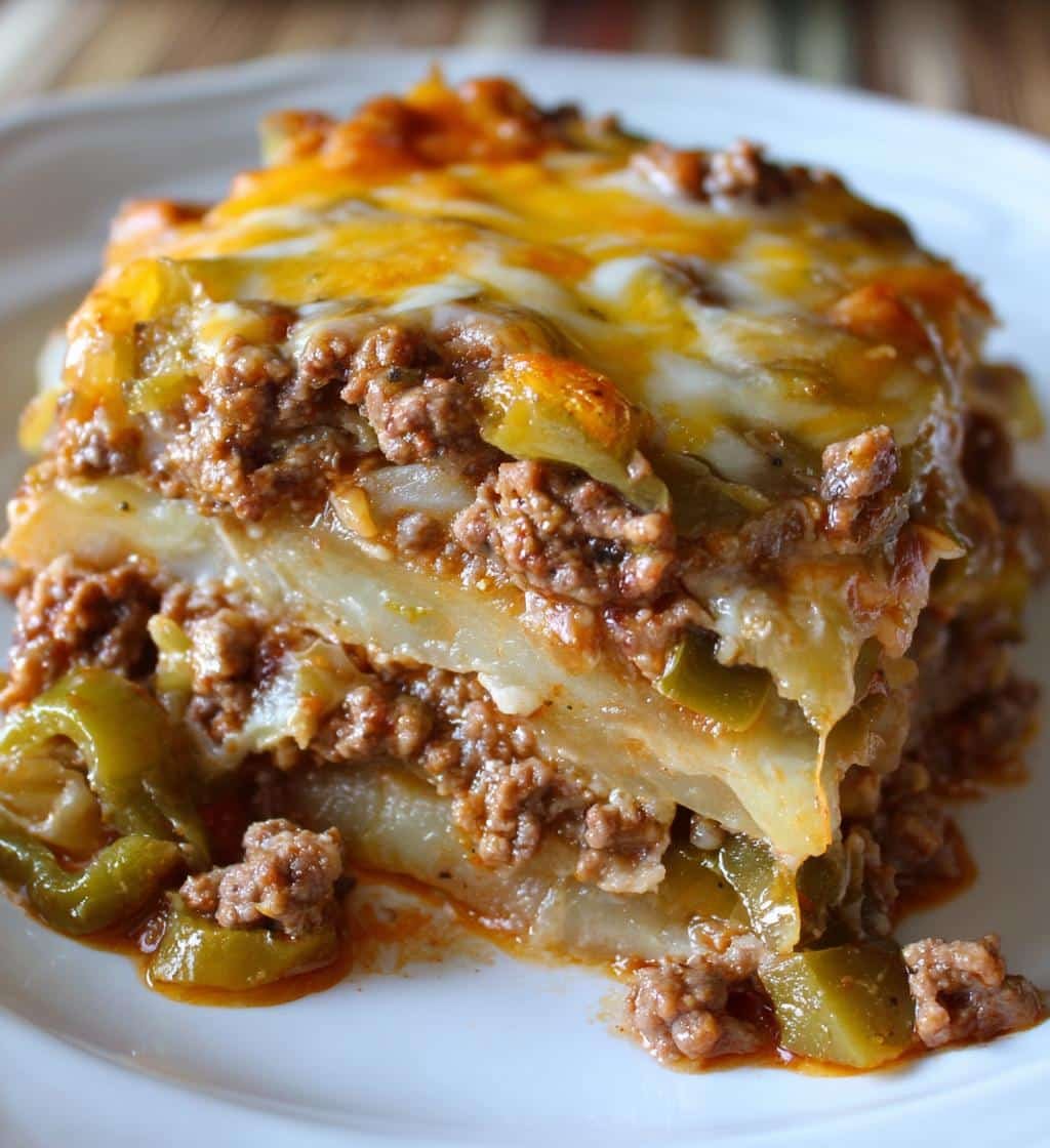Healthy Crockpot Cheesesteak Potato Casserole