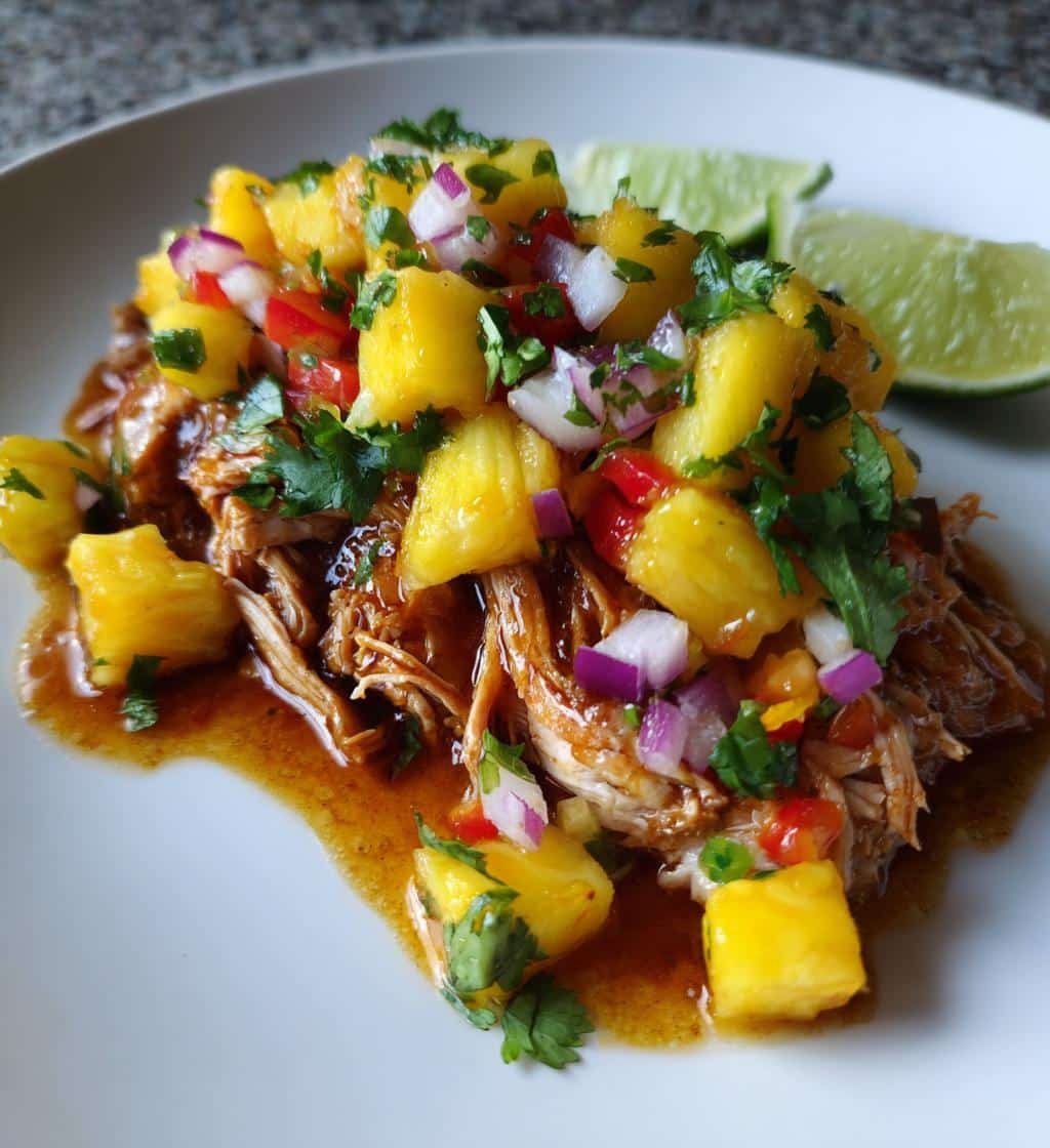 Healthy Crockpot Chicken with Pineapple Salsa