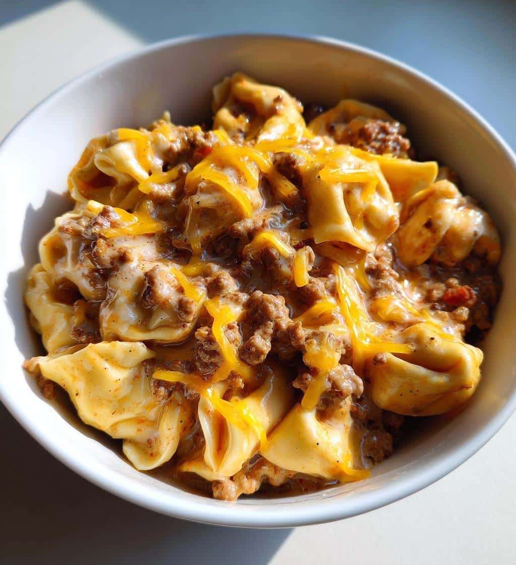 Healthy Crockpot Creamy Ranch Beef Tortellini