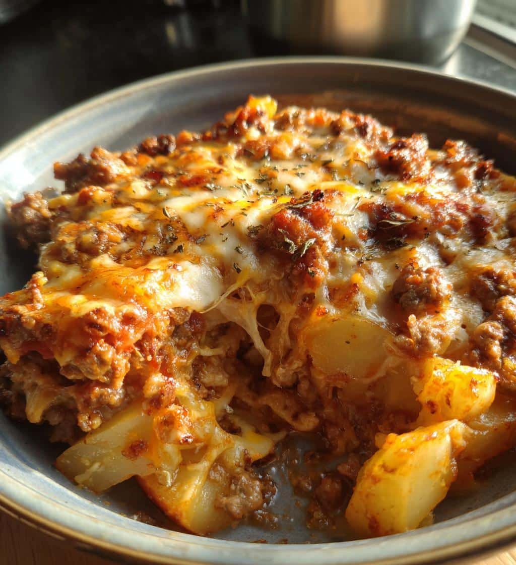 Healthy Crockpot French Onion Beef Potato Casserole - detail 1