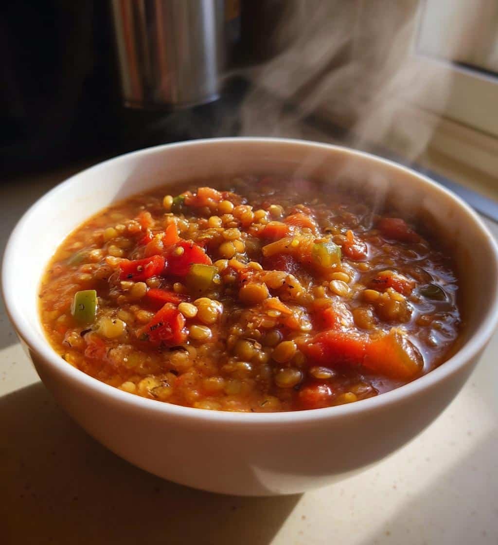 Healthy Crockpot High-Protein Taco Lentil Soup - detail 1