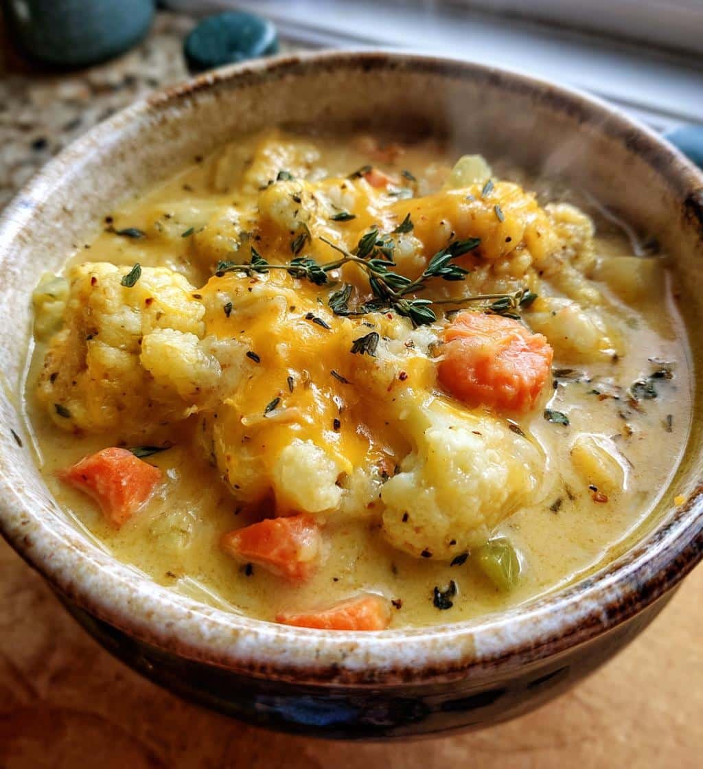 Healthy Crockpot Loaded Cauliflower Chowder