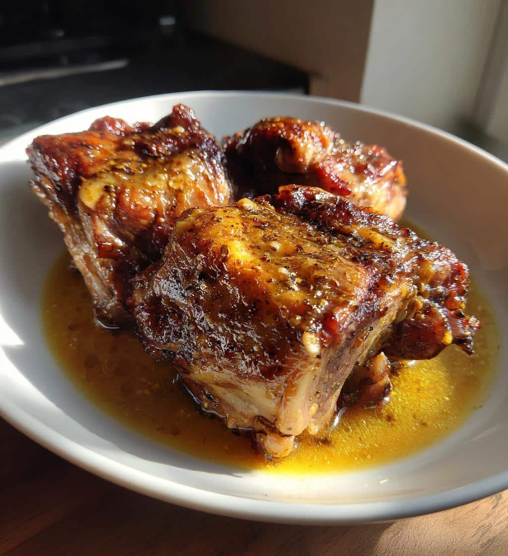 Healthy Crockpot Maple Dijon Turkey Thighs