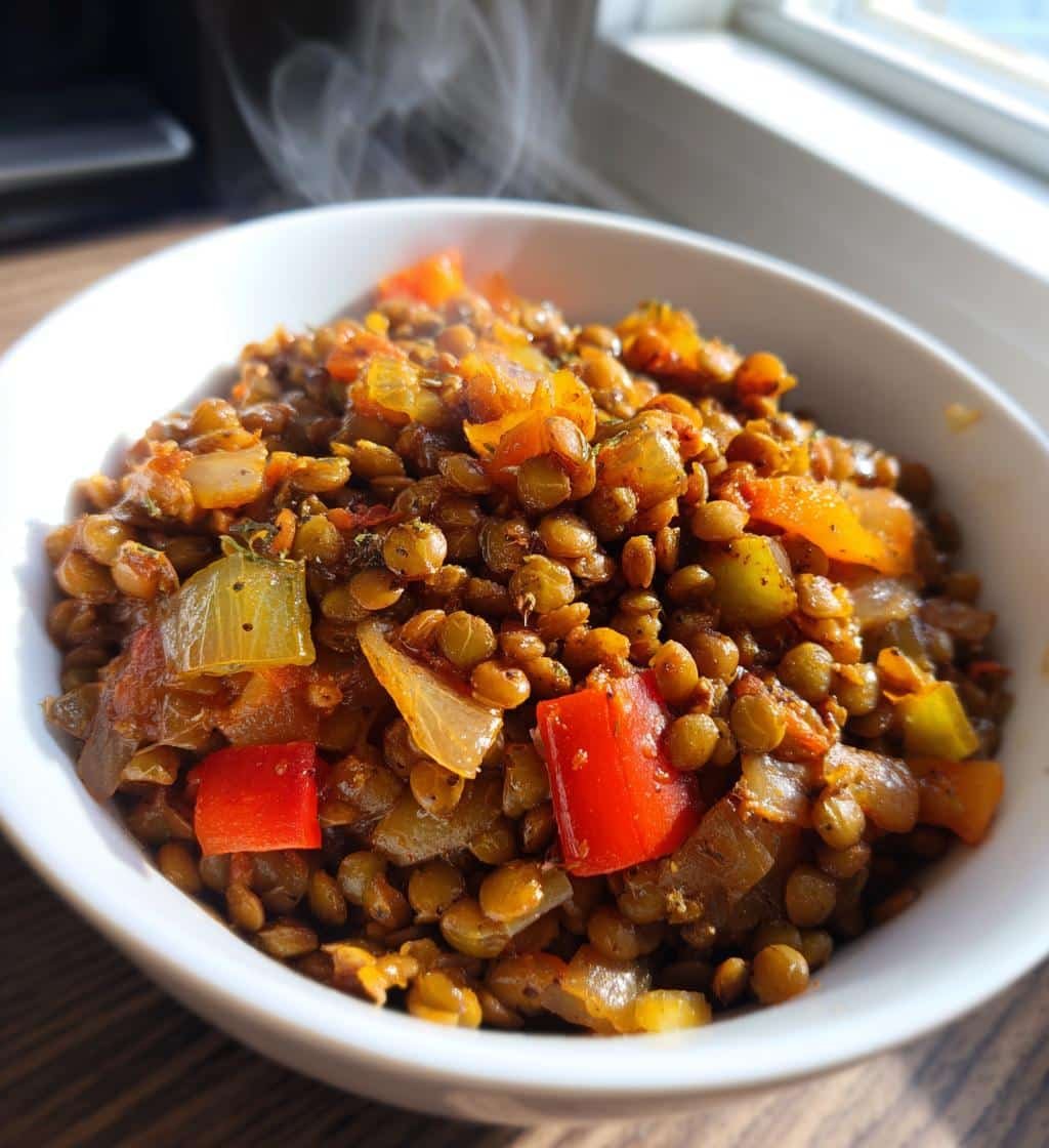 Healthy Crockpot Savory Breakfast Lentil Hash