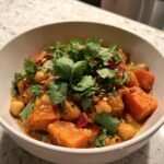 Healthy Crockpot Spicy Peanut Stew with Chickpeas & Sweet Potato