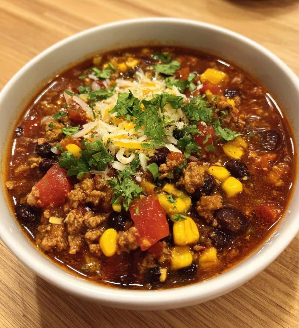 Healthy Crockpot Turkey Taco Soup