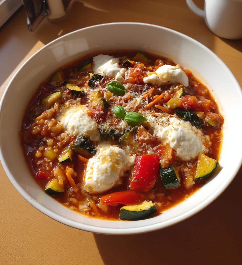 Healthy Crockpot Veggie Lasagna Soup