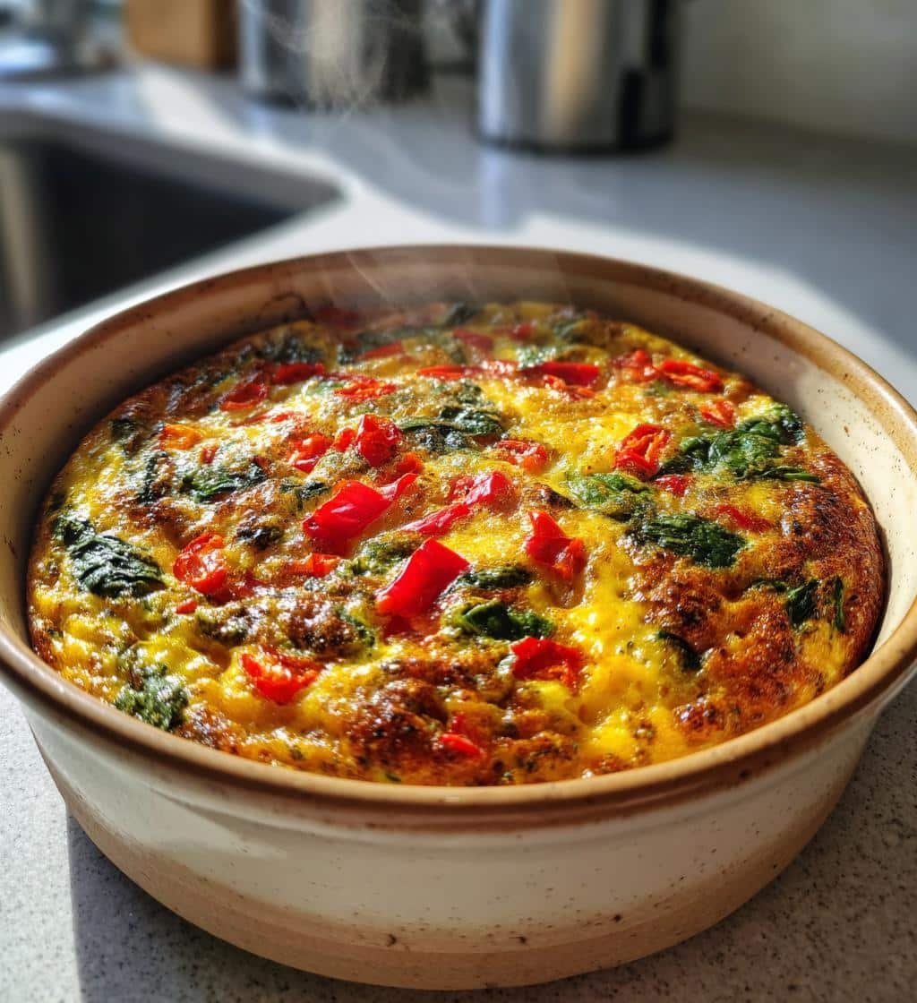 Healthy Crockpot Veggie-Packed Breakfast Egg Bake - detail 1