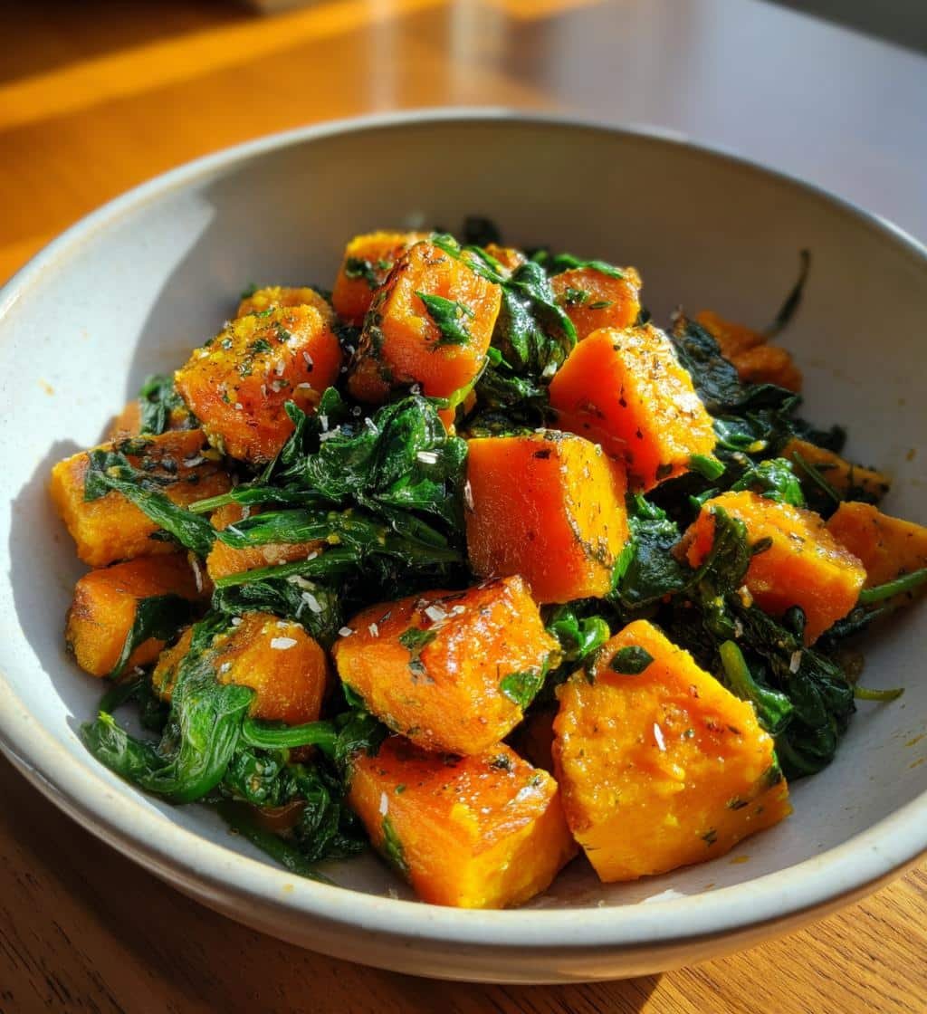 Healthy Curried Sweet Potatoes & Spinach