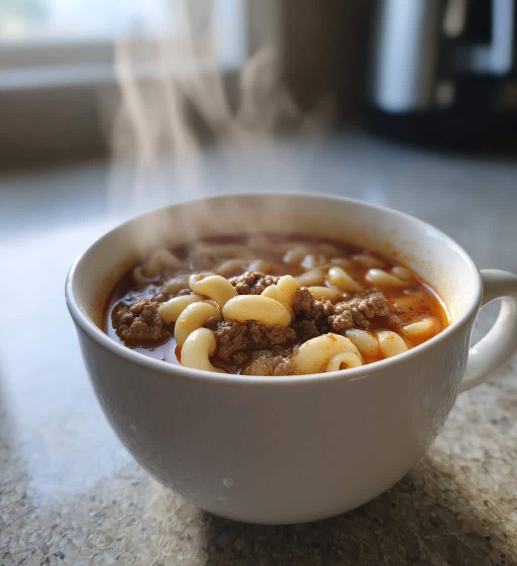 Healthy Delicious Creamy Beef & Mac Soup - detail 1