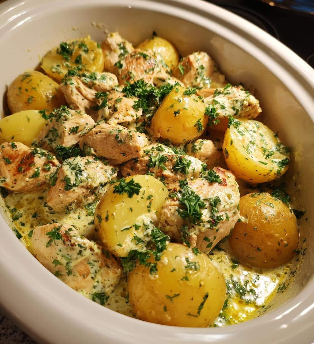 Healthy Delicious Crockpot Ranch Chicken and Potatoes