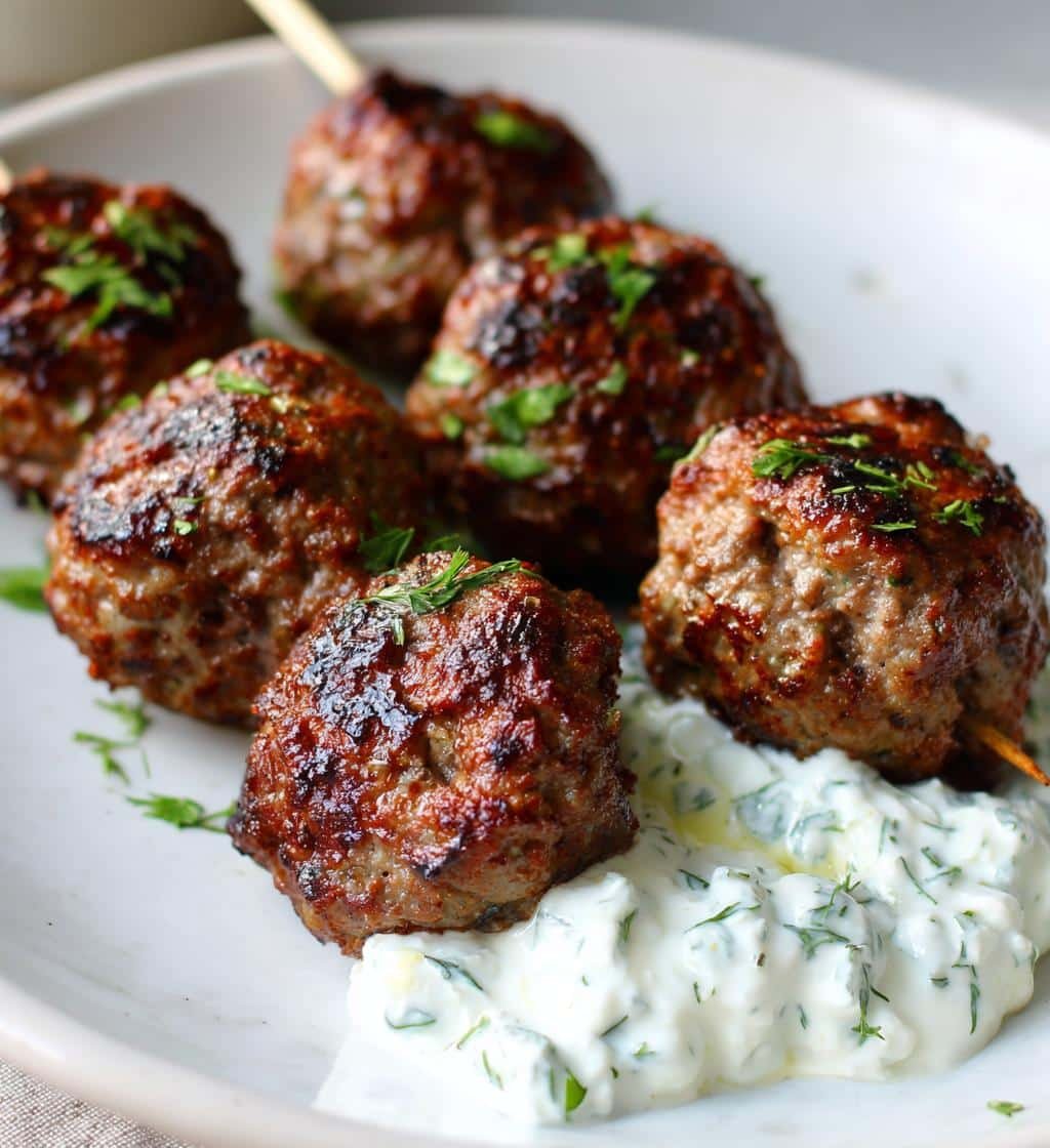 Healthy Easy Beef Kofta Kebabs with Creamy Tzatziki Sauce - detail 1