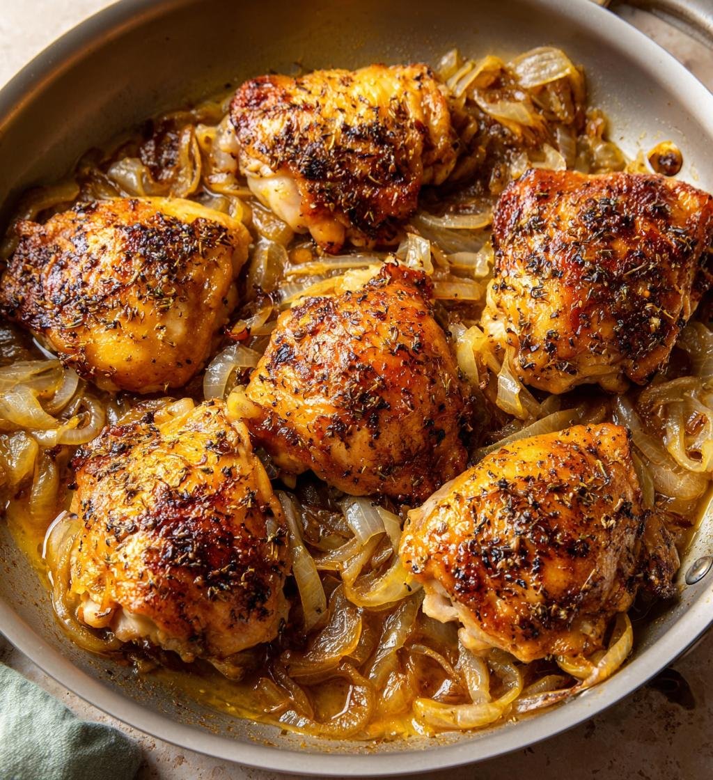 Healthy Easy Caramelized Onion Chicken Thighs (Skillet)