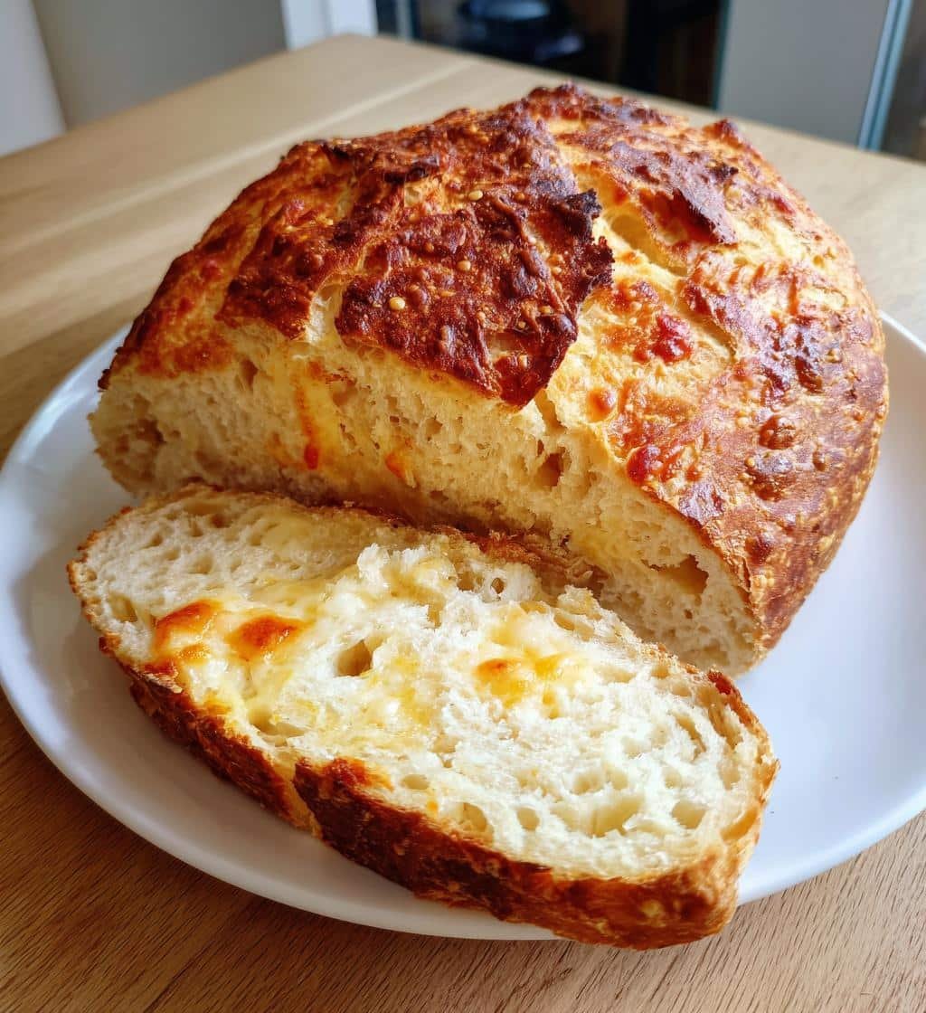 Healthy Easy Cheese Bread (No-Knead/Viral)