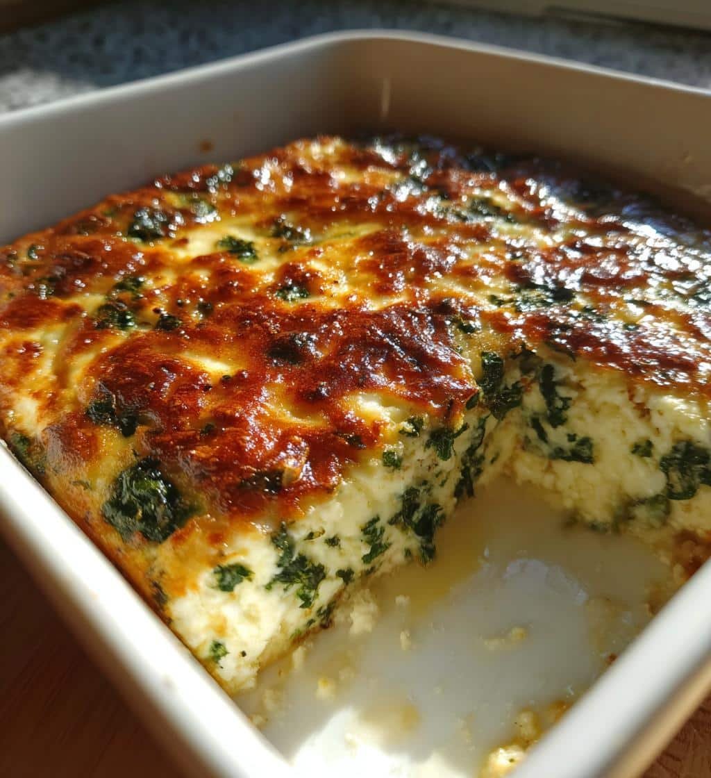 Healthy Easy Cottage Cheese Spinach Casserole (4 Ingredients)