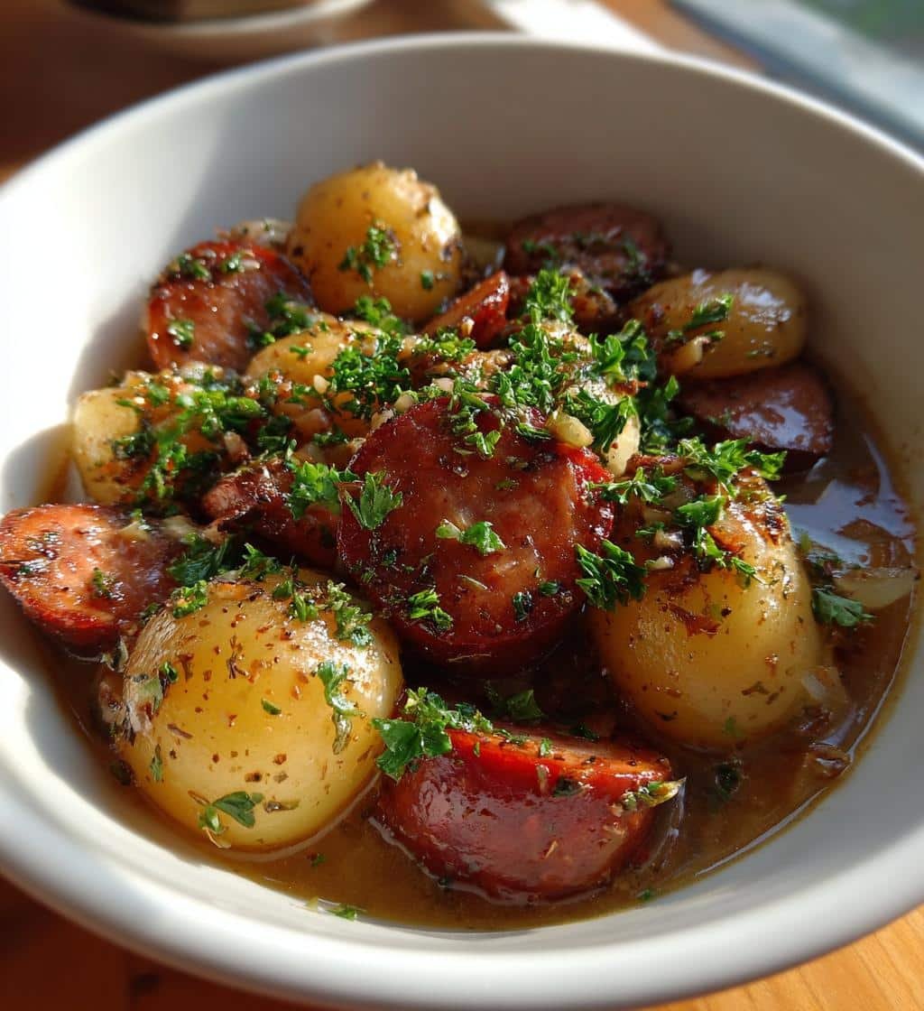 Healthy Easy Crockpot Potatoes and Sausage