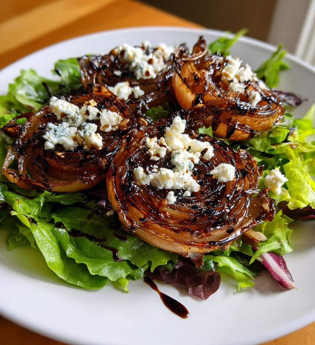 Healthy Easy Roasted Onion and Goat Cheese Salad