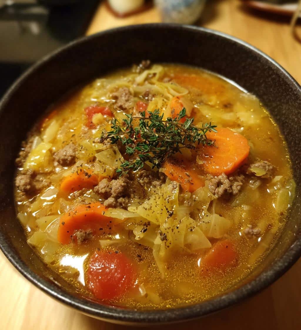 Healthy Ground Beef & Cabbage Soup