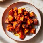 Healthy Harissa Roasted Sweet Potatoes