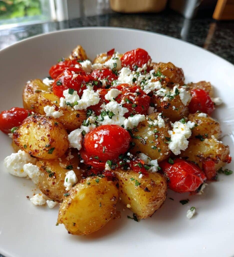 Healthy Homemade Breakfast Potatoes with Feta & Tomato
