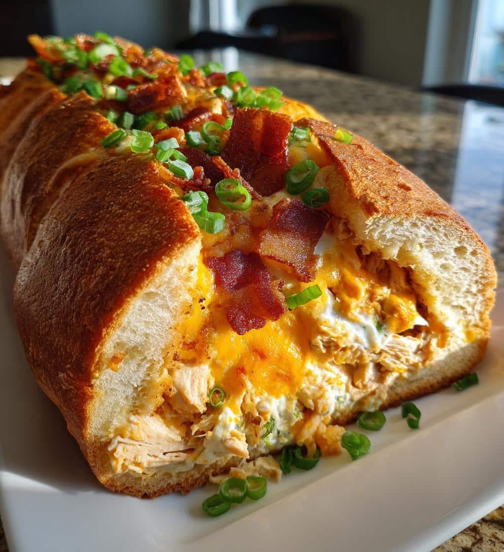 Healthy Homemade Chicken Bacon Ranch Stuffed Bread