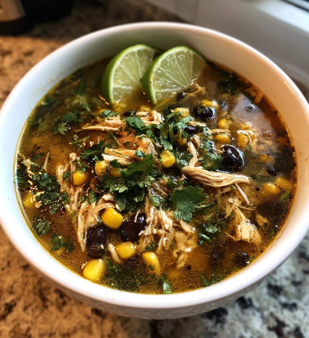 Healthy Homemade Crock Pot Green Enchilada Chicken Soup