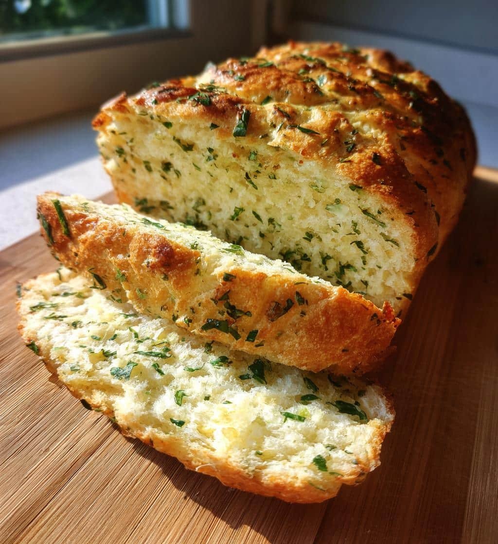 Healthy Homemade Swirled Garlic Herb Bread