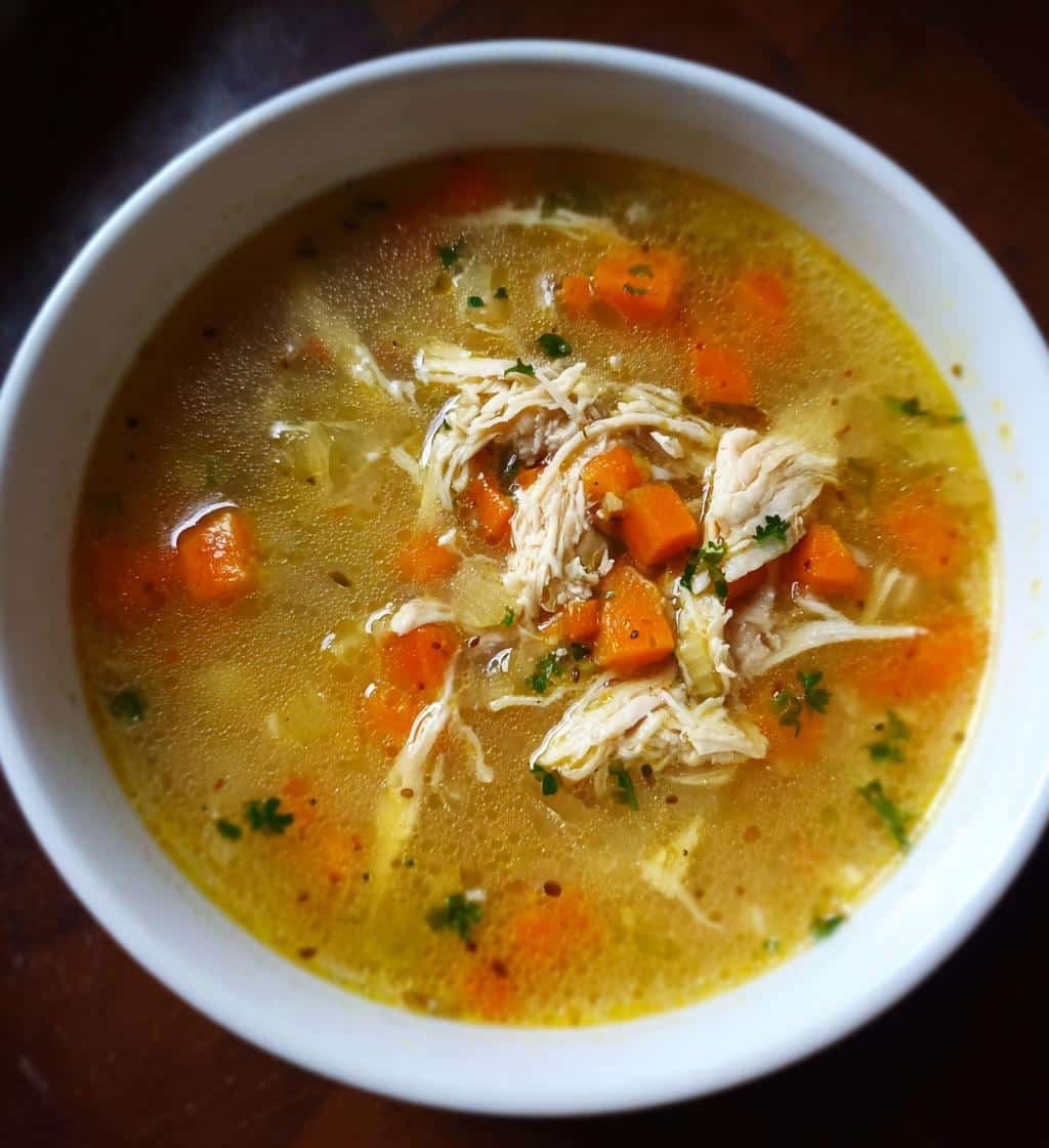 Healthy Homemade Whole Chicken Stock Soup