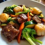 Healthy Homemade steak and scallop hibachi