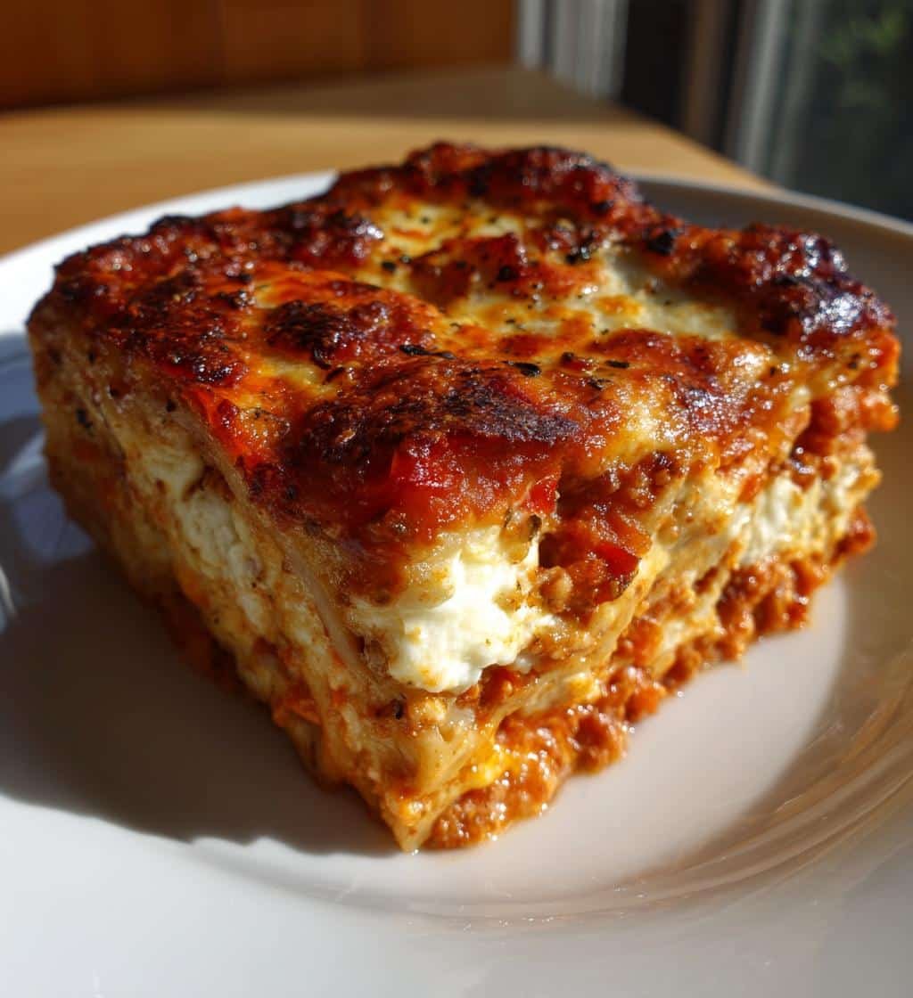 Healthy Lasagna with Crispy Prosciutto Topping